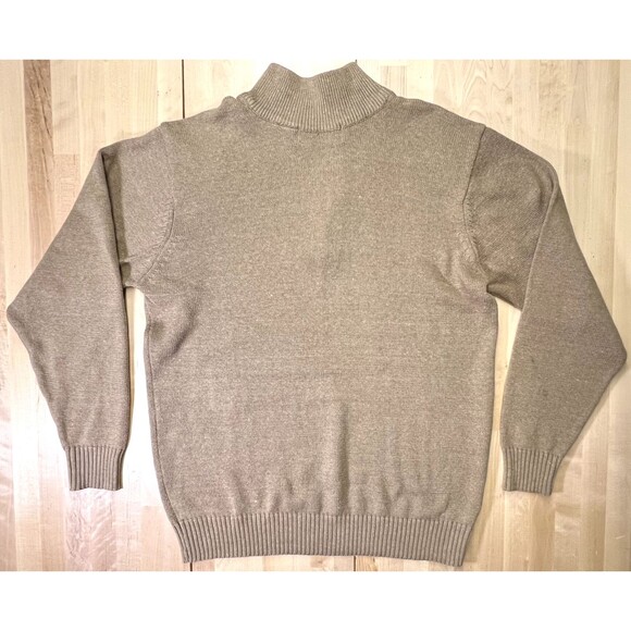 Oscar De La Renta Sweater Men Size Large 1/4 Zip Pullover Mock Neck Beige - Picture 9 of 11
